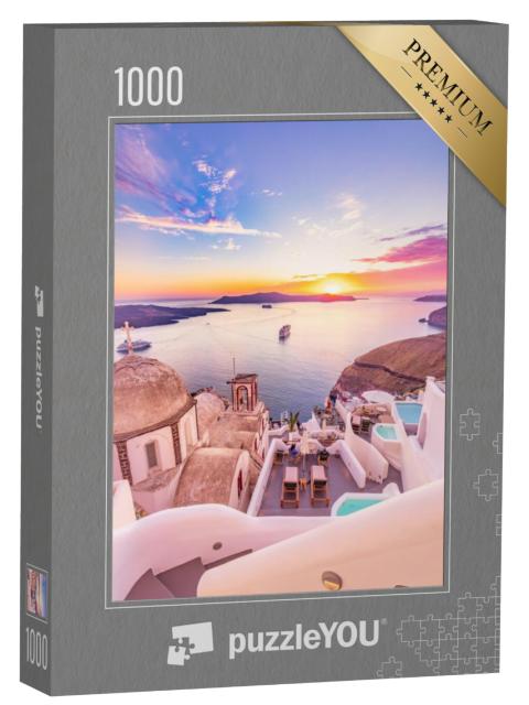 Puzzel 1000 stukjes „Uitzicht op Santorini: schilderachtige lentedag, Griekenland“