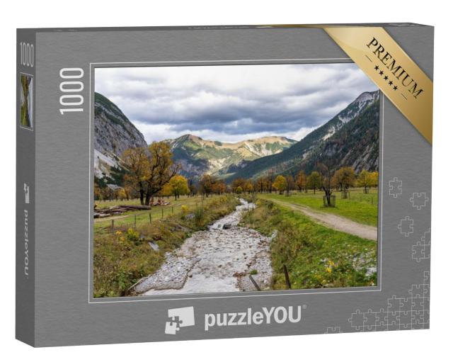 Puzzel 1000 stukjes „Esdoorns op Ahornboden in de herfst, Karwendelgebergte, Oostenrijk“