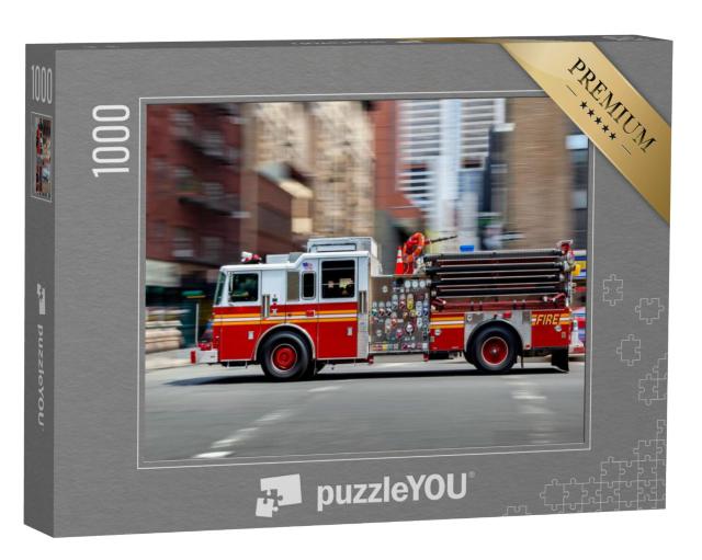 Puzzel 1000 stukjes „Brandweerwagen op weg naar de plaats delict in NYC“