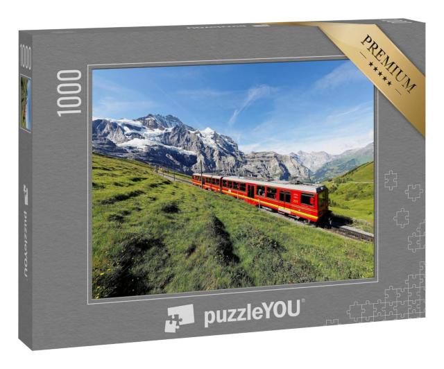 Puzzle 1000 Teile „Zahnradzug: Die Jungfraubahn vom Jungfraujoch zur Kleinen Scheidegg“