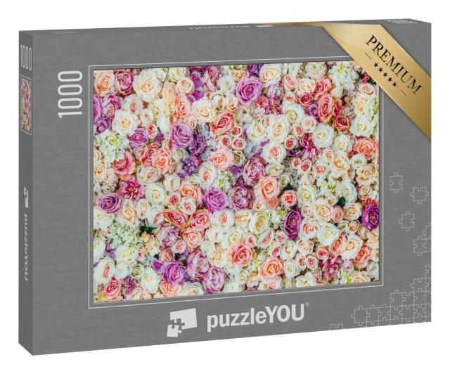 Puzzle 1000 Teile „Ein Meer von weißen und rosa Rosen“