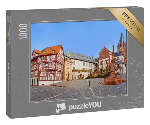 Puzzle 1000 Teile „Stiftsbasilika in Aschaffenburg am Stiftskirchenplatz, Deutschland“