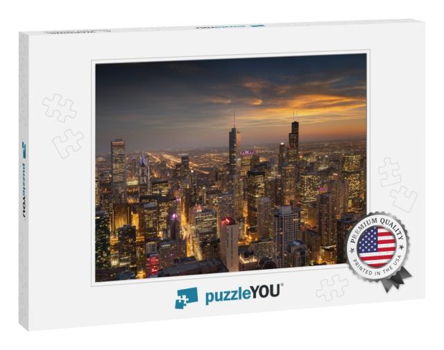 Chicago, Illinois, USA Aerial Cityscape with Financial Dis... Jigsaw Puzzle