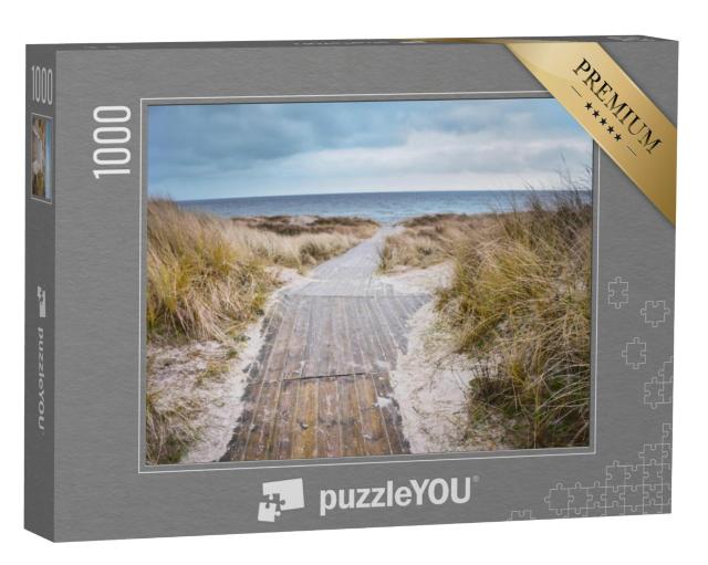 Puzzel 1000 stukjes „Oostzeestrand, duinen op een ruwe winterdag“