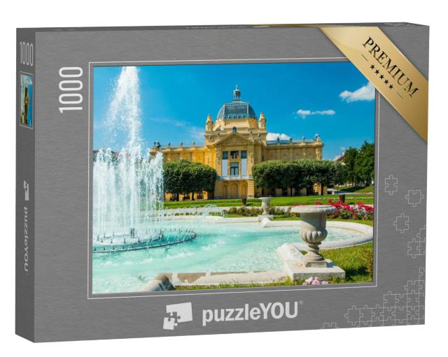 Puzzel 1000 stukjes „Kunstpaviljoen en fontein, Zagreb, Kroatië“