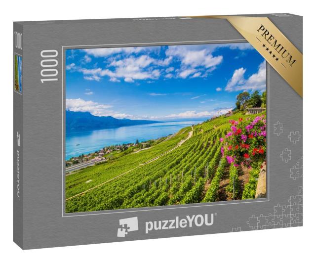 Puzzle 1000 Teile „Wunderschöne Weinbergterrassen von Lavaux, UNESCO-Weltkulturerbe, Schweiz“