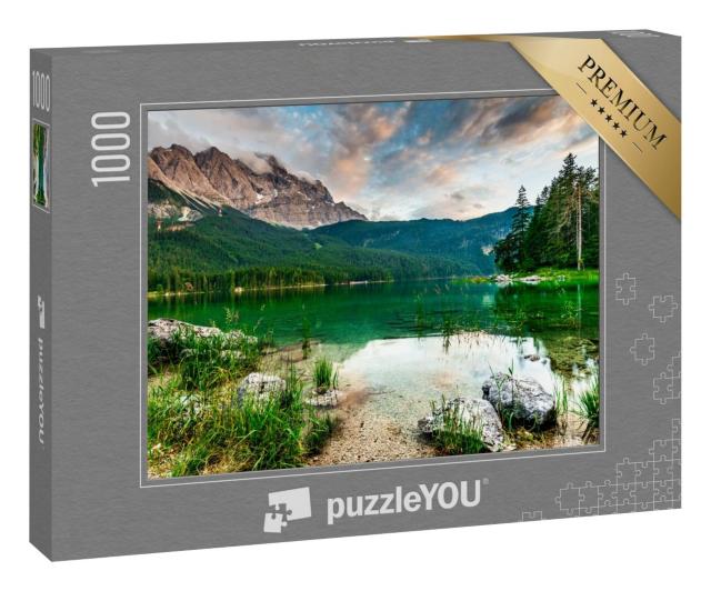 Puzzle 1000 Teile „Eibsee unterhalb der Zugspitze bei Grainau, Bayern“