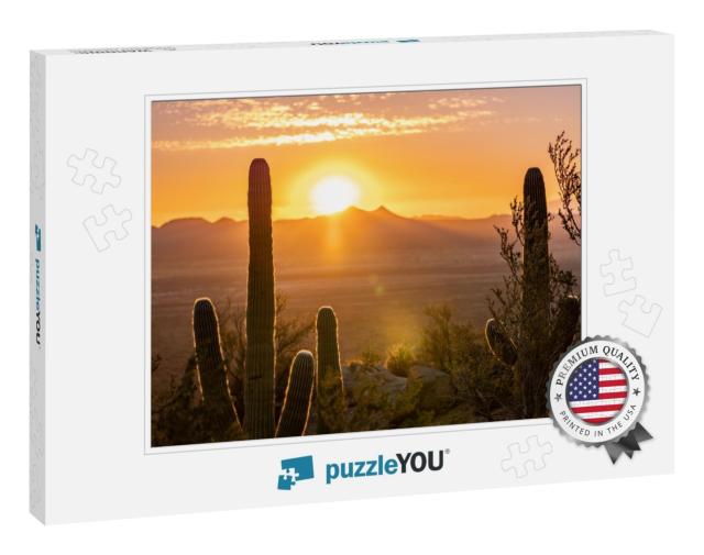 Sunset At Saguaro National Park West... Jigsaw Puzzle