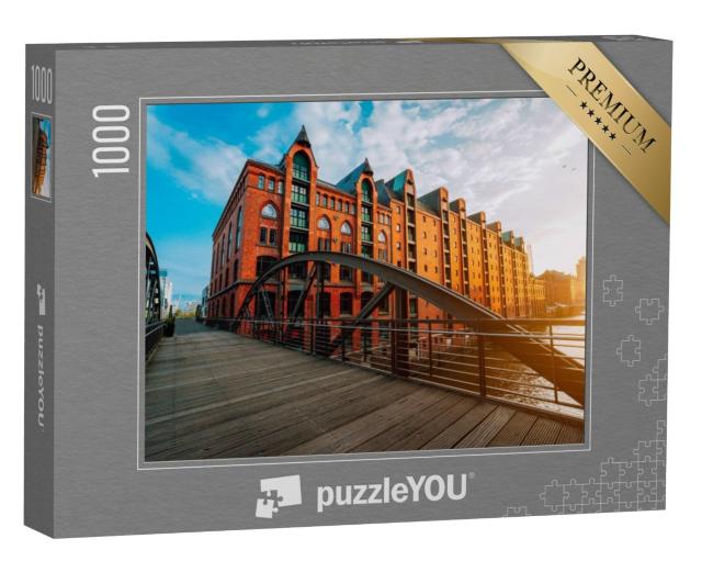 Puzzel 1000 stukjes „Boogbrug over kanalen in de Speicherstadt in Hamburg“