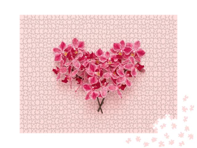 Puzzle 1000 Teile „Ein Herz aus Orchideen“