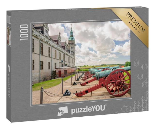 Puzzle 100 Teile „Alte Kanonen an den Mauern von Schloss Kronborg in Dänemark“