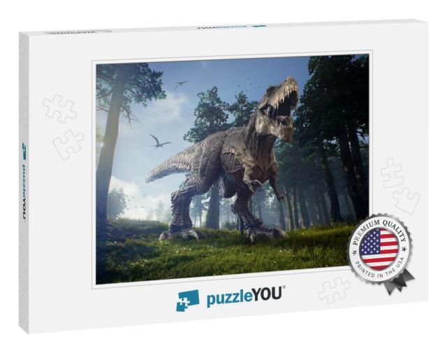 The Hunting Grounds of a Tyrannosaurus Rex with Two Quetz... Jigsaw Puzzle