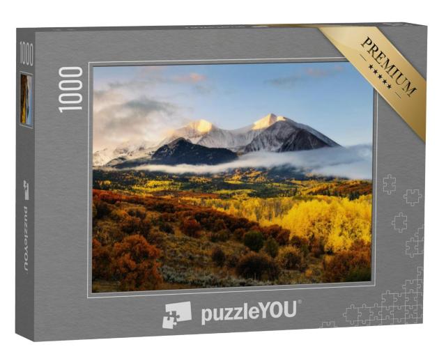 Puzzel 1000 stukjes „Zonsopgang bij Twin Mountain Zicht op Mount Sopris, Colorado“