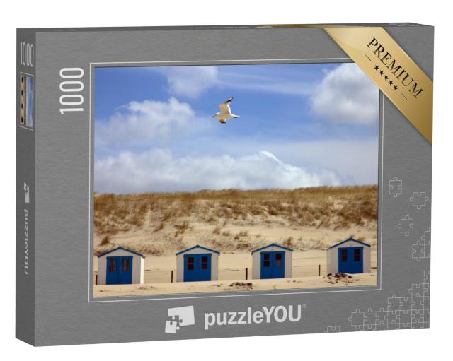 Puzzel 1000 stukjes „Huizen op het strand met blauwe lucht“