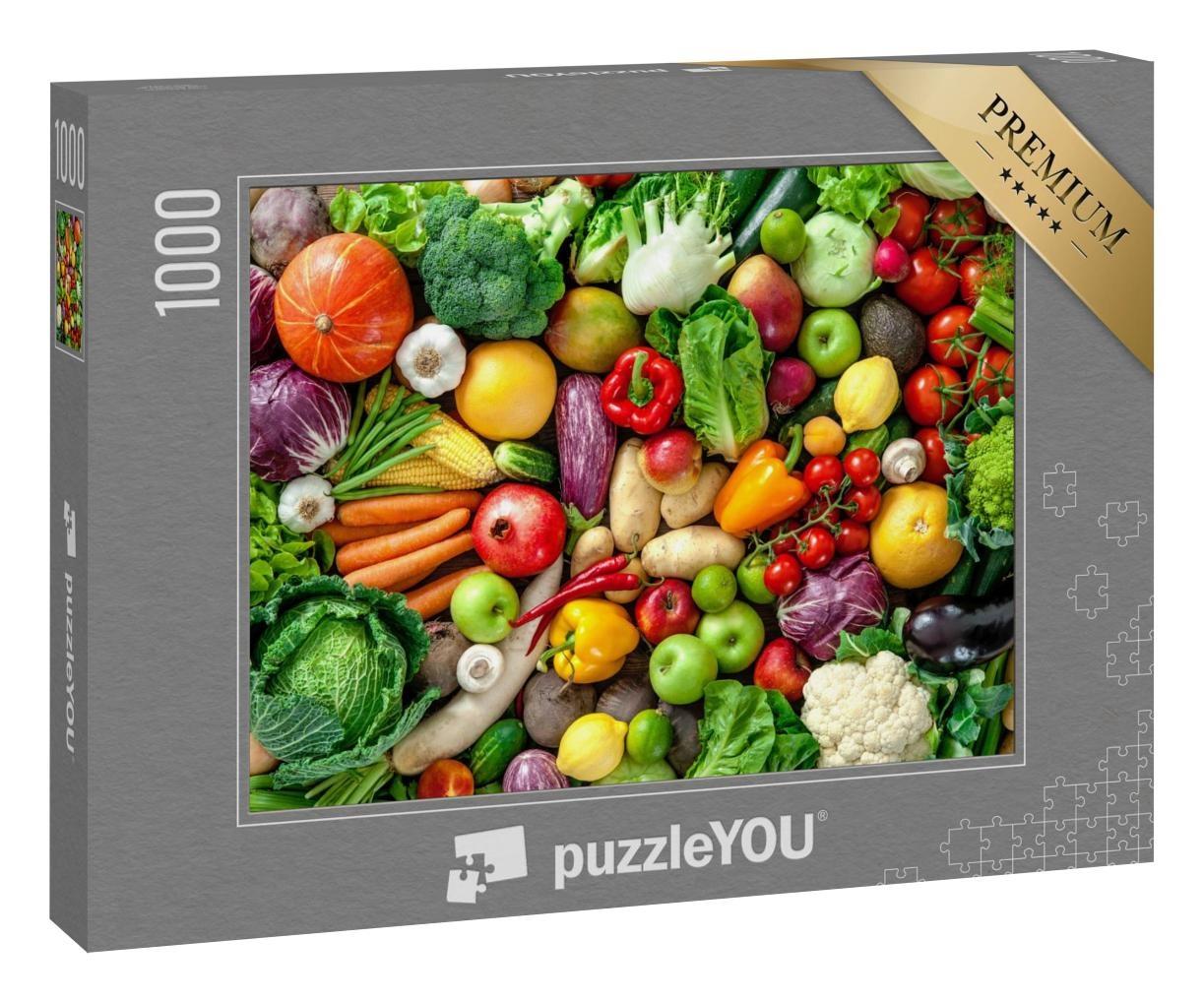 Puzzle 100 Teile „Sortiment von frischem Obst und Gemüse“