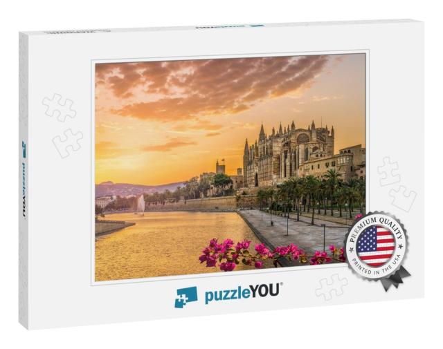 Landscape with Cathedral La Seu At Sunset Time in Palma D... Jigsaw Puzzle
