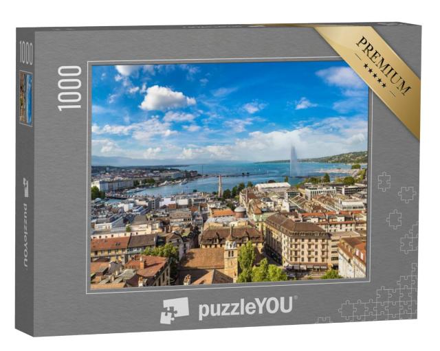 Puzzel 1000 stukjes „Boven de daken van Genève“