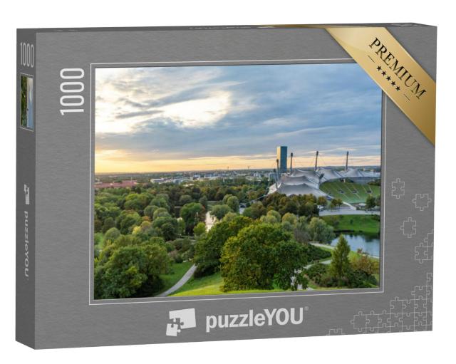 Puzzel 1000 stukjes „Zonsondergang boven het Olympisch Stadion in München“