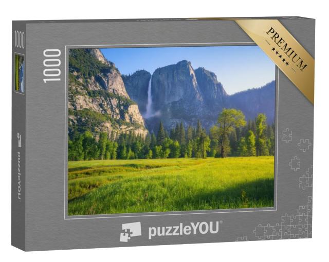 Puzzel 1000 stukjes „Indrukwekkende Yosemite watervallen, Californië, VS“