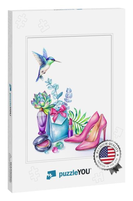 Watercolor Illustration, Fashion Elements Isolated... Jigsaw Puzzle