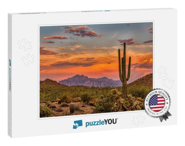 Sunset in the Sonoran Desert Near Phoenix, Arizona... Jigsaw Puzzle