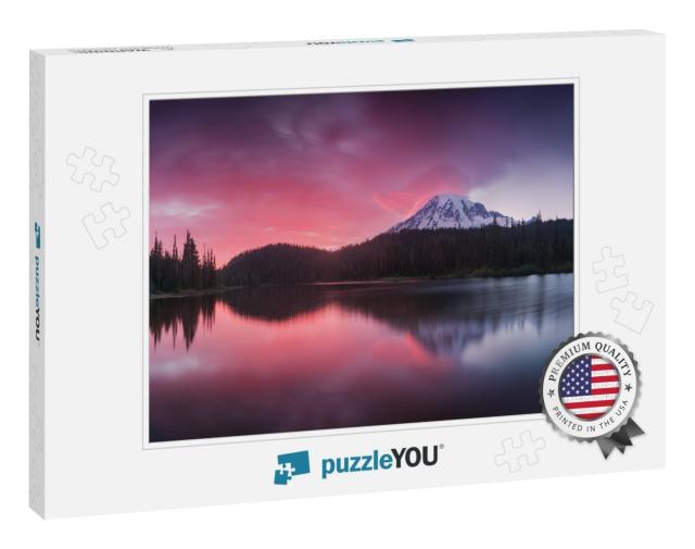 Scenic View of Mount Rainier Reflected Across the Reflect... Jigsaw Puzzle