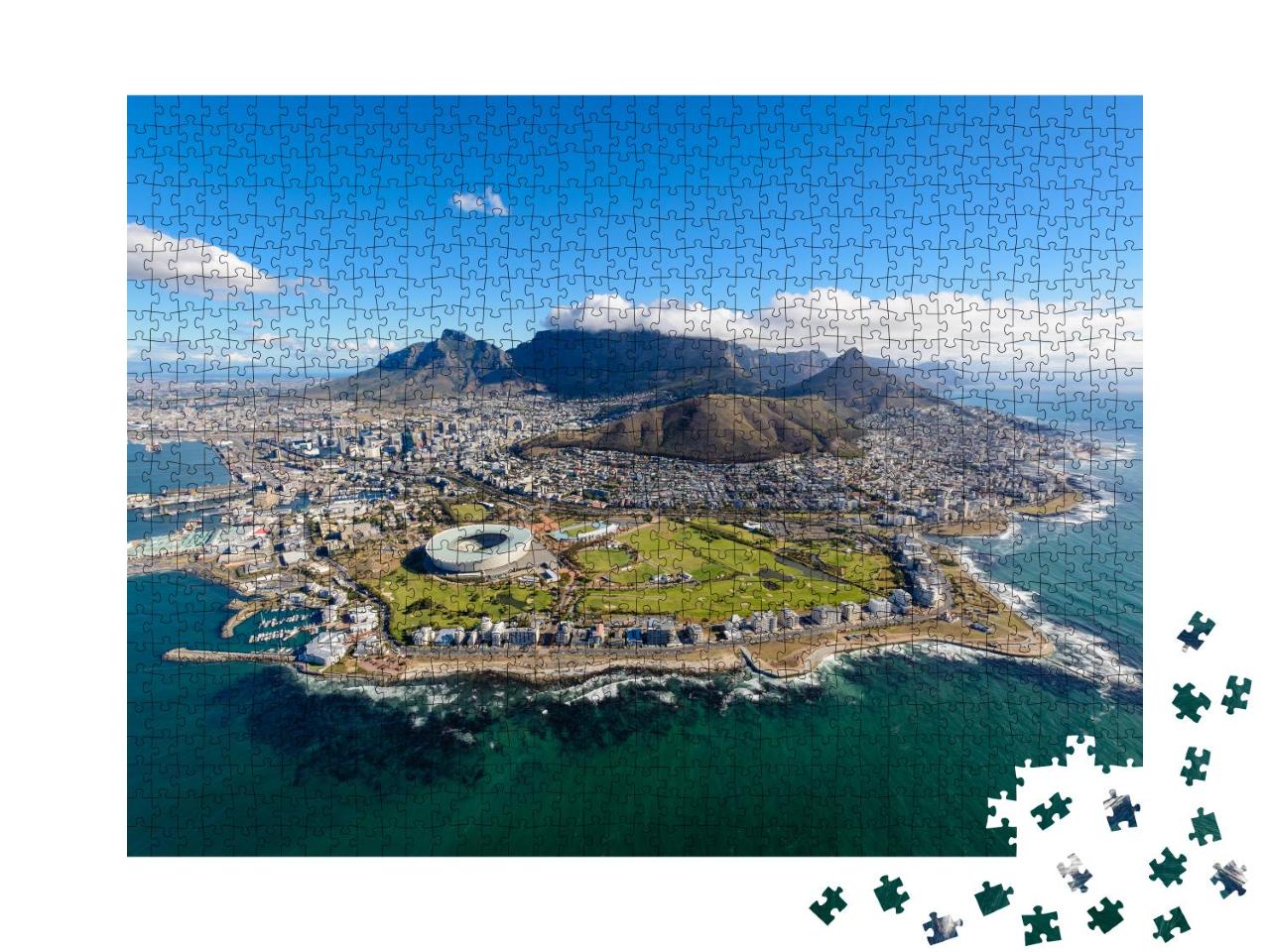 Puzzle 1000 Teile „Blick vom Hubschrauber: Luftaufnahme von Kapstadt, Südafrika“