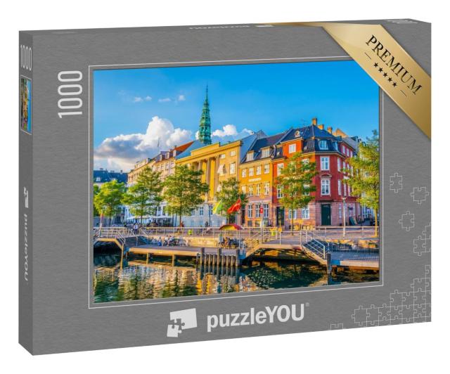Puzzle 100 Teile „Ein Kanal am Schloss Christiansborg in Kopenhagen“