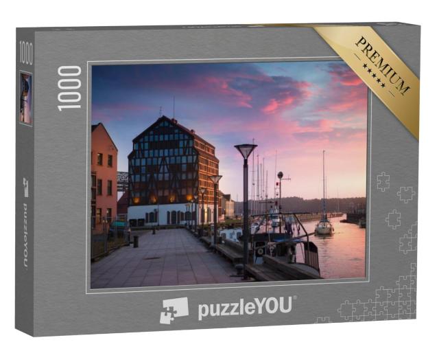 Puzzel 1000 stukjes „Zonsondergang in de haven van Klaipeda, Litouwen“