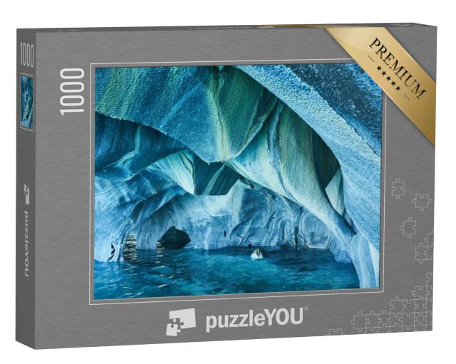 Puzzel 1000 stukjes „Turquoise marmeren grotten van Patagonië, Chili“