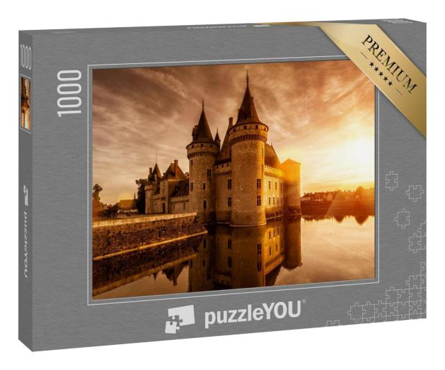 Puzzle 1000 Teile „Schloss von Sully-sur-Loire bei Sonnenuntergang, Loire-Tal, Frankreich“