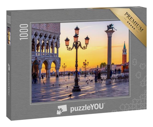 Puzzle 1000 Teile „Markusplatz und Dogenpalast am Abend, Venedig, Italien “