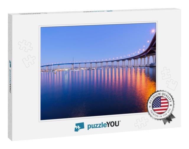 Coronado Bridge At Dusk - a Close-Up Dusk View of Coronad... Jigsaw Puzzle