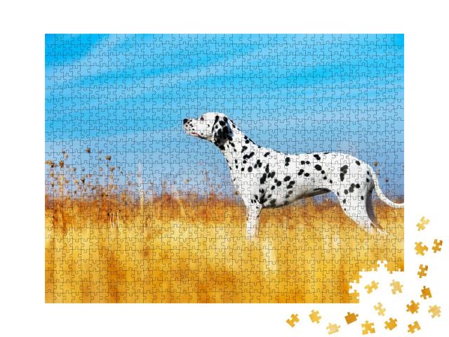 Puzzle 1000 Teile „Schöner Dalmatiner auf einem Feld“