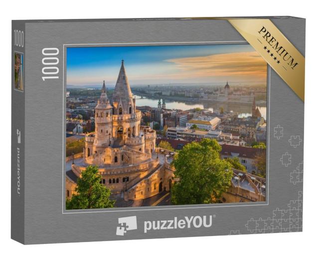 Puzzel 1000 stukjes „Zonsopgang boven het Vissersbastion in Boedapest, Hongarije“