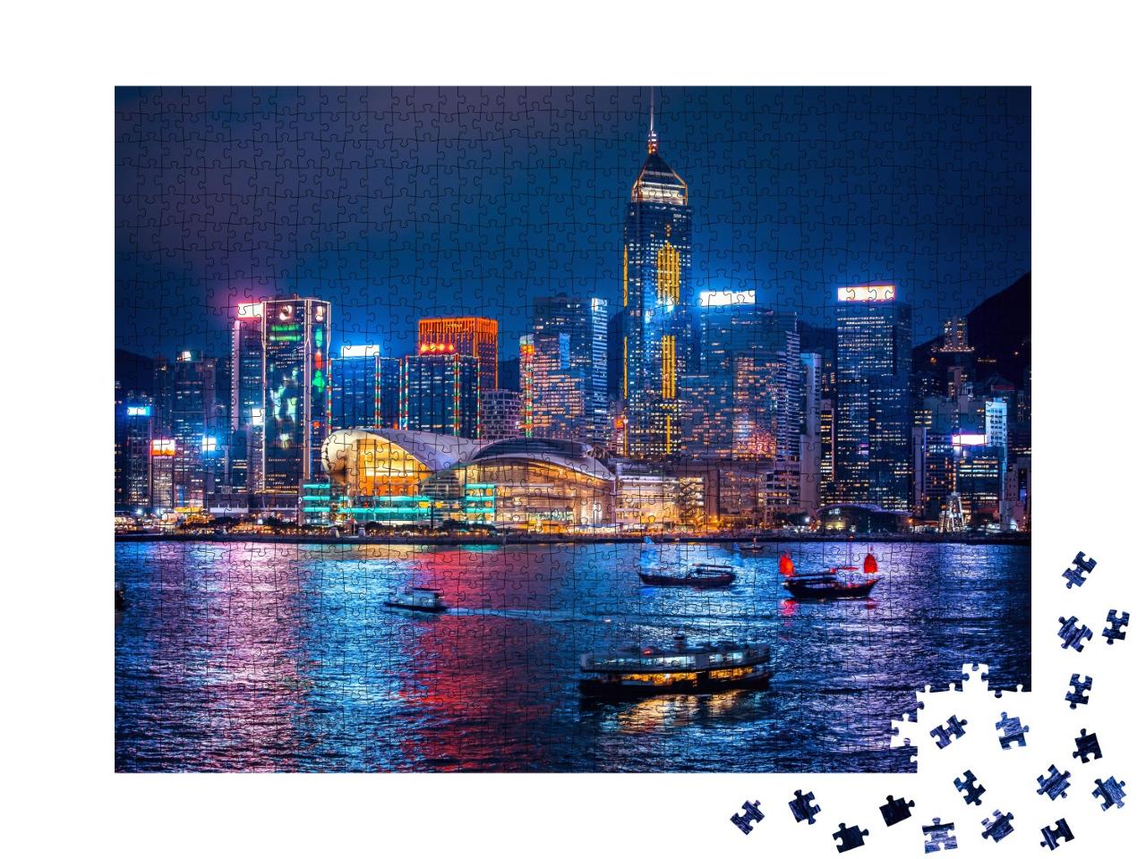 Puzzle 1000 Teile „Hongkong bei Nacht“