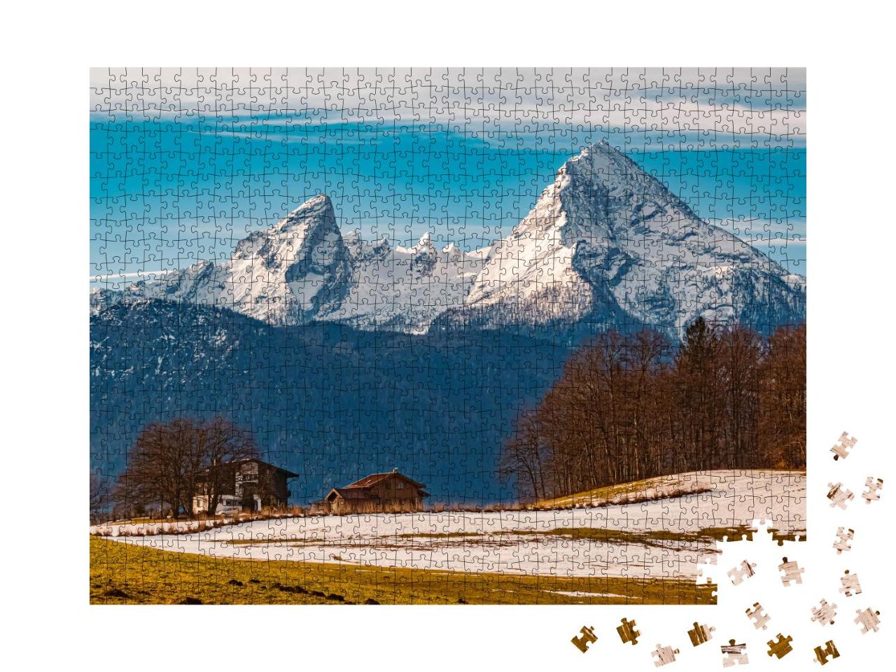 Puzzle 1000 Teile „Winterlandschaft am Watzmann, Deutschland“