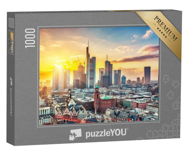 Puzzel 1000 stukjes „Frankfurt am Main bij zonsondergang, Duitsland“