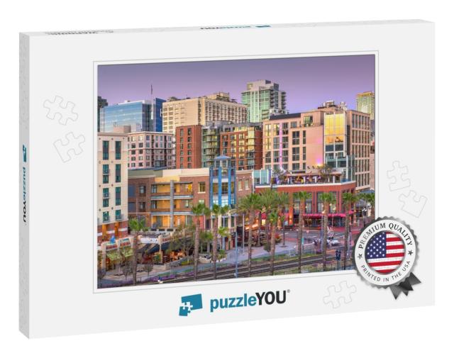 San Diego, California Cityscape At the Gaslamp Quarter At... Jigsaw Puzzle