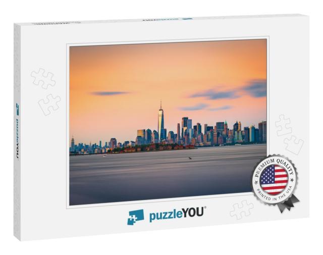 New York, New York, USA Skyline from the Harbor with Ellis... Jigsaw Puzzle