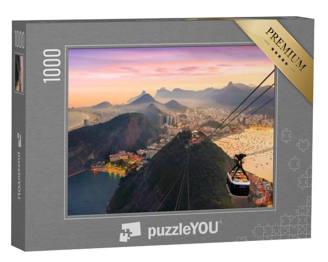 Puzzel 1000 stukjes „Nachtzicht van Copacabana met Suikerbroodberg, Brazilië“