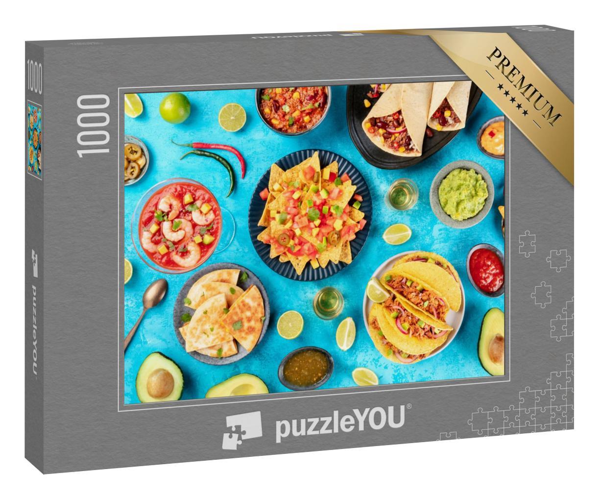 Puzzle 1000 Teile „Auswahl an typisch mexikanischen Gerichten“