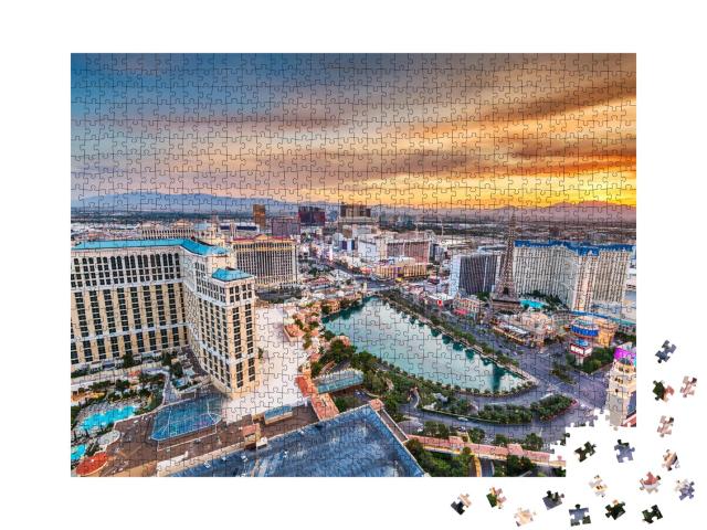 Puzzle 1000 Teile „Abenddämmerung über Las Vegas, Nevada, USA“