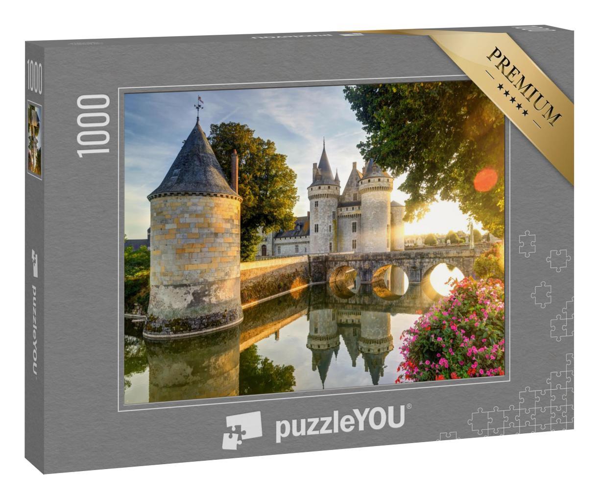 Puzzle 1000 Teile „Frankreich: Chateau de Sully-sur-Loire im Licht des Sonnenuntergangs“