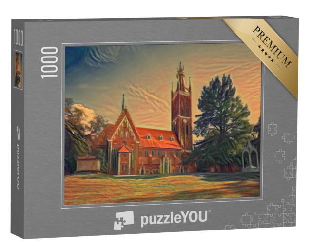 Puzzel 1000 stukjes „in de stijl van Edvard Munch, De schreeuw - St-Pieterskerk in Wörlitz, Dessau, Saksen-Anhalt, Duitsland“