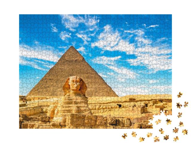 Puzzle 1000 Teile „Die Sphinx und Pyramide, Kairo, Ägypten“