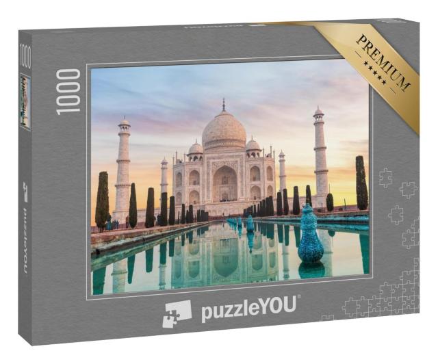 Puzzle 1000 Teile „Sehenswürdigkeit Taj Mahal ohne Menschen tagsüber, Agra, Indien“