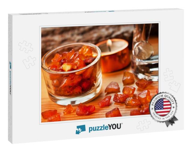 Amber Stones & Candle with Water... Jigsaw Puzzle