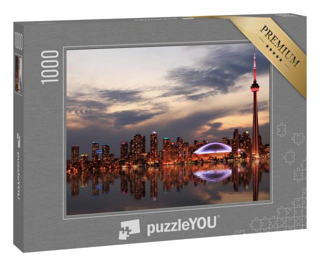 Puzzle 1000 Teile „Bunte Skyline: Sonnenuntergang in Toronto, Ontario, Kanada“