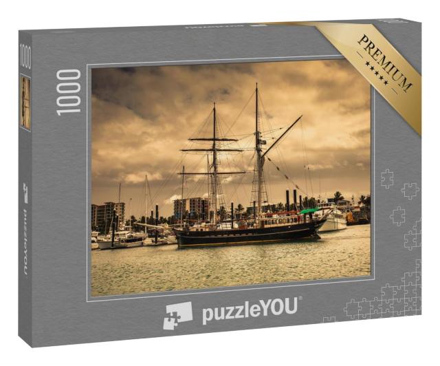 Puzzle 100 Teile „Altes Segelschiff vor Anker, Hafen“